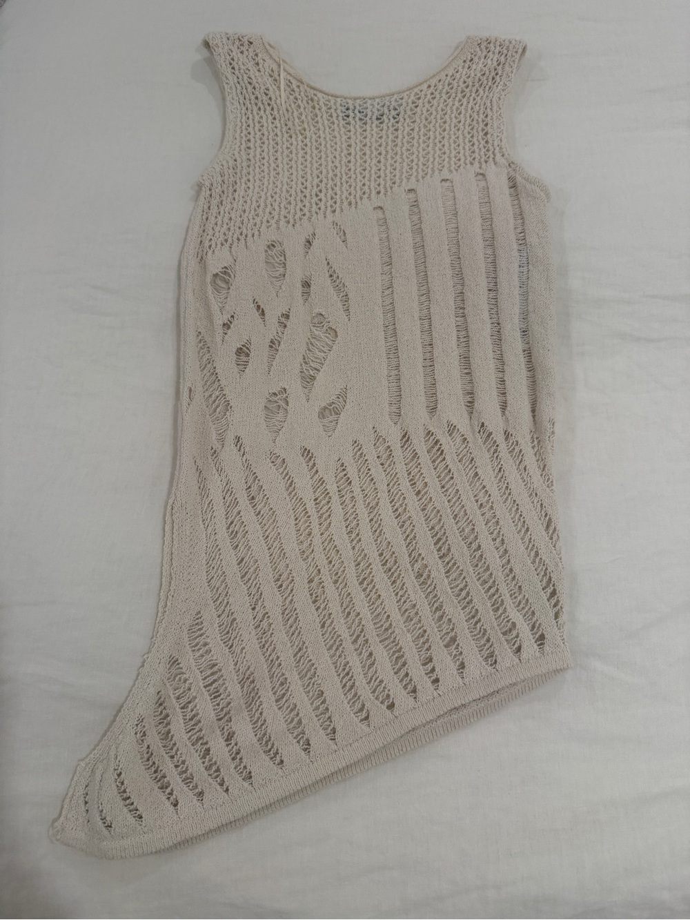 Zara Cream Open-Knit Asymmetrical Tank